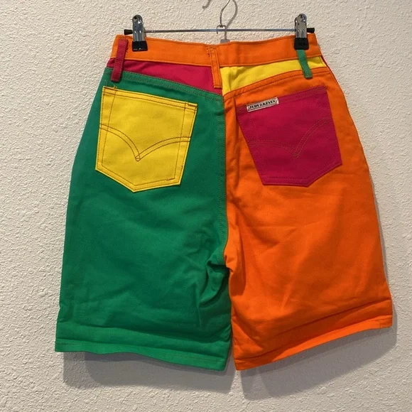 90s‎ colorblock denim shorts - Picture 3 of 6